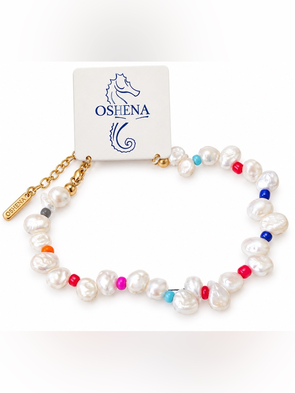 Oshena designer beachwear Riveria candy genuine pearl Bracelet Free Jewelry box!